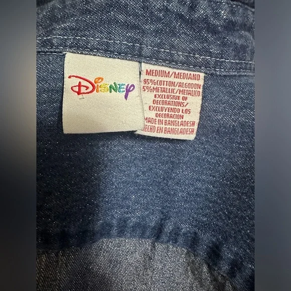 Vintage Tis The Season Mickey Mouse Shimmery Button Down Shirt Size Small - Picture 7 of 10
